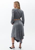 Bayan Siyah Asimetrik Kesim Midi Etek