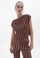 Bayan Çok Renkli Loose-Fit Simli Bluz