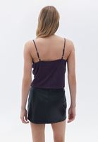 Bayan Mor Yaka Detaylı Crop Top