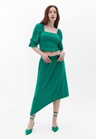 Bayan Yeşil Kare Yaka Crop Bluz