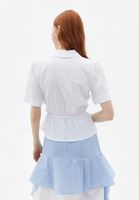 Bayan Beyaz Kruvaze Yaka Bluz