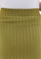 Bayan Yeşil Yırtmaçlı Midi Etek