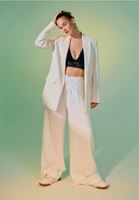 Bayan Krem Klasik Blazer Ceket