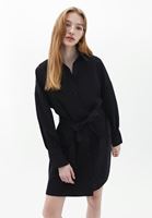 Bayan Siyah Pamuklu Gömlek Elbise