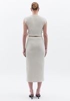 Women Cream Midi Skirt with Slit Detail