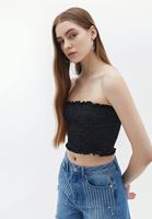 Bayan Siyah Askısız Crop Top