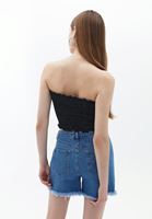 Bayan Siyah Askısız Crop Top