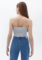 Bayan Krem Askısız Crop Top