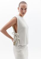 Bayan Krem Loose-Fit Kolsuz Süveter