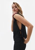 Bayan Siyah Loose-Fit Kolsuz Süveter