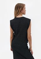 Bayan Siyah Loose-Fit Kolsuz Süveter