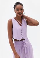Bayan Lila İp Detaylı Düğmeli Crop Yelek ( TENCEL™ )