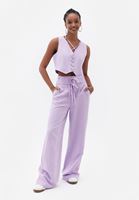Bayan Lila İp Detaylı Düğmeli Crop Yelek ( TENCEL™ )