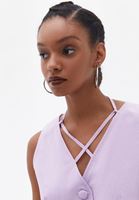 Bayan Lila İp Detaylı Düğmeli Crop Yelek ( TENCEL™ )