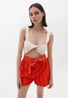 Bayan Bej Askılı Crop Bluz ( TENCEL™ )