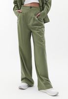 Bayan Yeşil Pileli Wide-Leg Pantolon ( TENCEL™ )