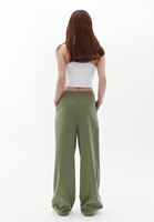 Bayan Yeşil Pileli Wide-Leg Pantolon ( TENCEL™ )