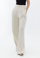 Bayan Bej Ultra Yüksek Bel Wide-Leg Pantolon ( TENCEL™ )