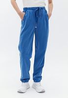 Bayan Mavi Orta Bel Carrot-Fit Pantolon ( TENCEL™ )