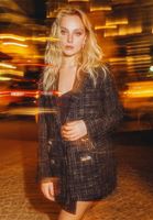 Bayan Siyah Oversize Tüvit Ceket