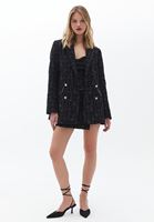 Bayan Siyah Oversize Tüvit Ceket