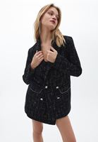 Bayan Siyah Oversize Tüvit Ceket