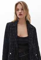 Bayan Siyah Oversize Tüvit Ceket