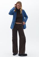 Bayan Mavi Pamuklu Denim Blazer Ceket