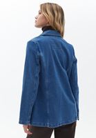 Bayan Mavi Pamuklu Denim Blazer Ceket