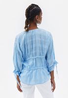 Bayan Mavi Bağlama Detaylı Loose-Fit Bluz