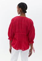 Bayan Pembe Bağlama Detaylı Loose-Fit Bluz