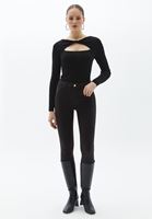 Bayan Siyah Cut-Out Detaylı Triko Kazak