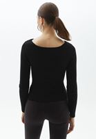 Bayan Siyah Cut-Out Detaylı Triko Kazak