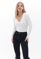 Bayan Krem Dantelli V Yaka Bluz