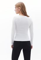 Bayan Krem Dantelli V Yaka Bluz