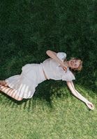 Bayan Krem Yüksek Bel Fırfırlı Midi Etek