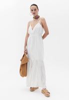 Bayan Krem İnce Askılı Loose-Fit Elbise
