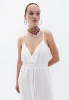 Bayan Krem İnce Askılı Loose-Fit Elbise