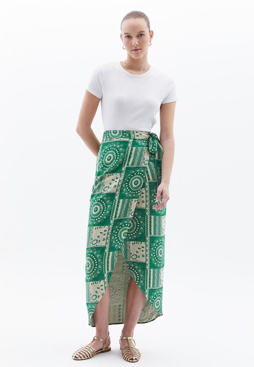 Balon Kollu Bluz ve Etek Kombini