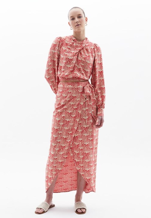 Çok Renkli Kruvaze Uzun Etek