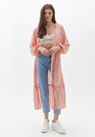 Bayan Çok Renkli Düğmeli Midi Boy Kimono