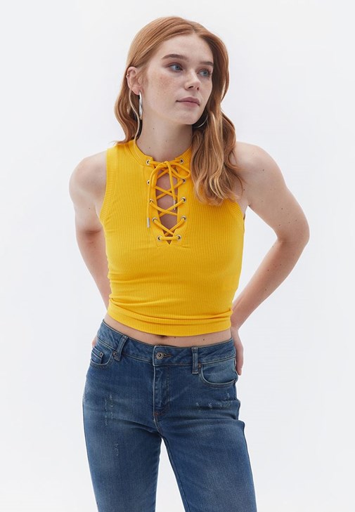 Sarı Bağcıklı Crop Atlet