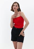 Bayan Kırmızı İnce Askılı Crop Atlet
