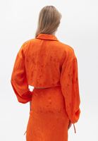 Women Orange Loose Fit Crop Shirt