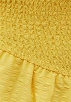 Bayan Sarı Fırfırlı ve Gipeli Maxi Elbise