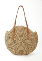 Bayan Bej Yuvarlak Hasır Çanta