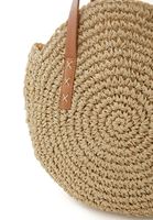 Bayan Bej Yuvarlak Hasır Çanta