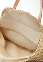 Bayan Bej Yuvarlak Hasır Çanta