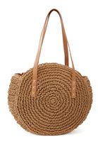 Bayan Bej Yuvarlak Hasır Çanta