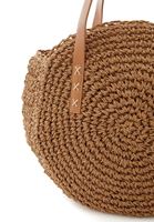 Bayan Bej Yuvarlak Hasır Çanta